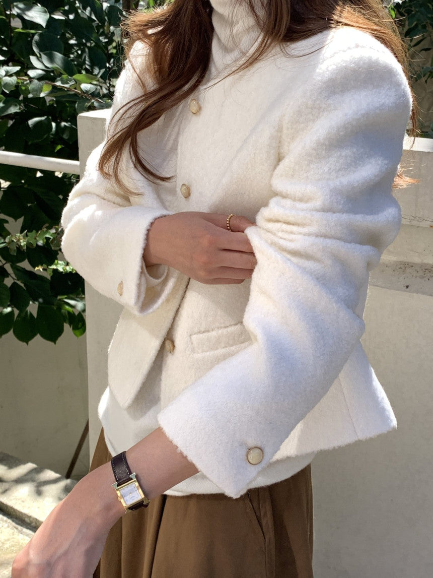 Blanc wool boucle tweed jacket-2col