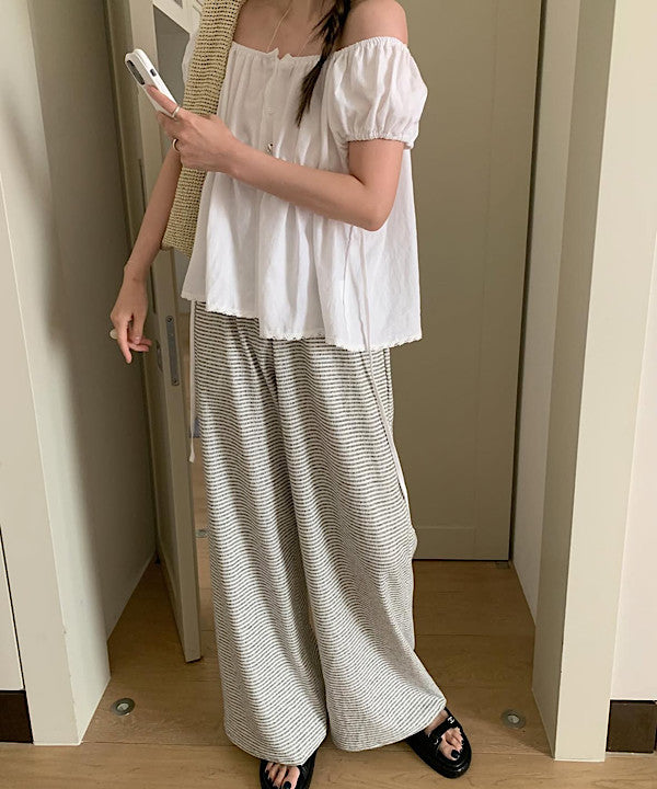 linen puff blouse-2col