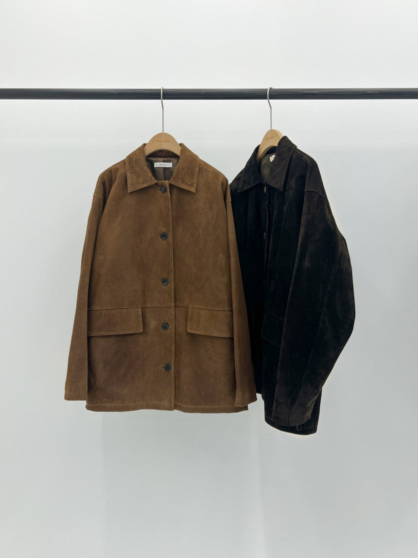 Louise pig leather suede half jacket-2col