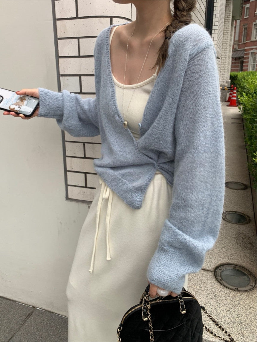 Standing wrap cardigan-3col