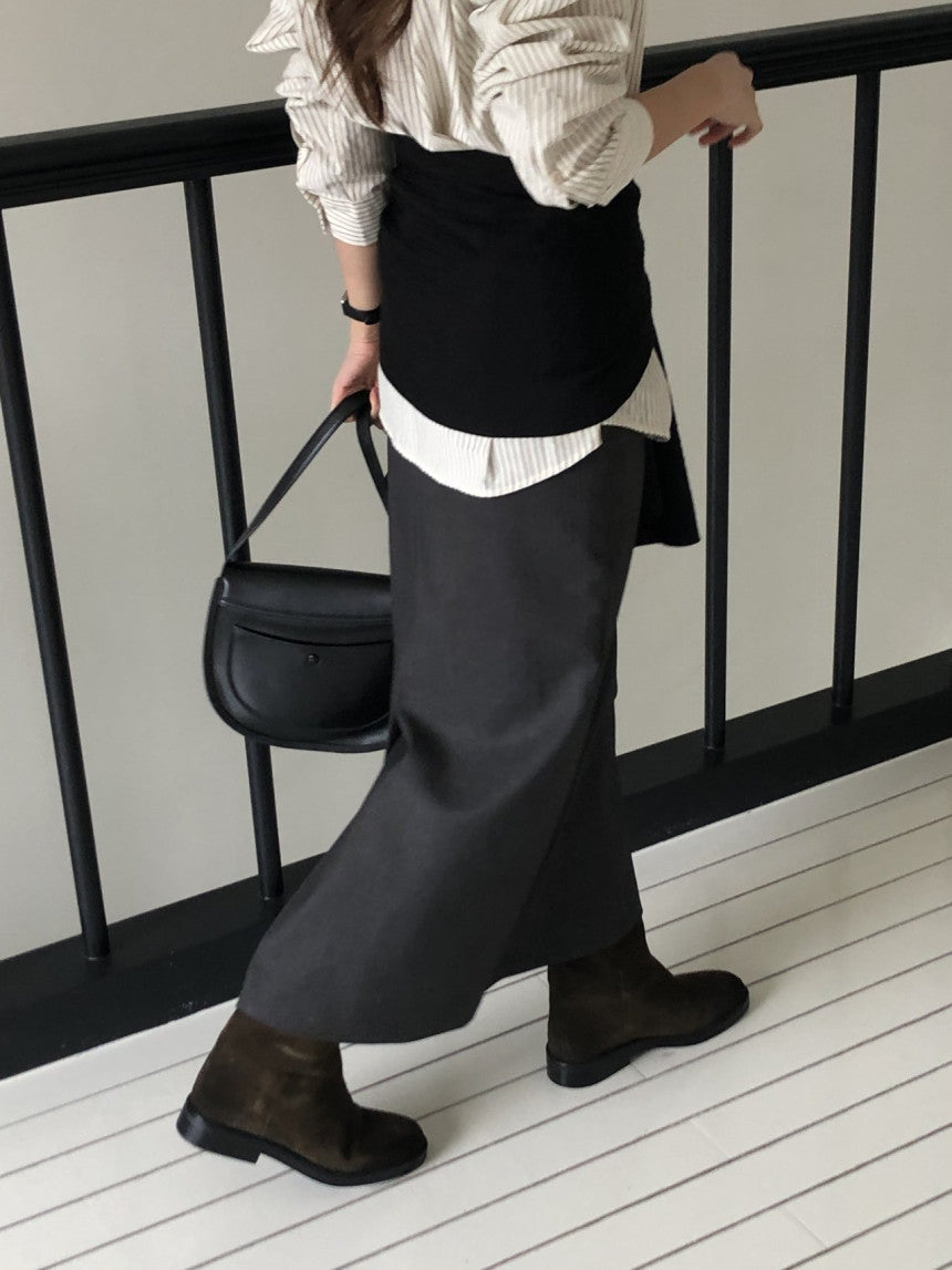 Rouen wool strap h-line skirt-3col