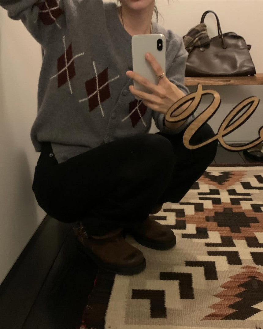 Argyle cardigan-3col