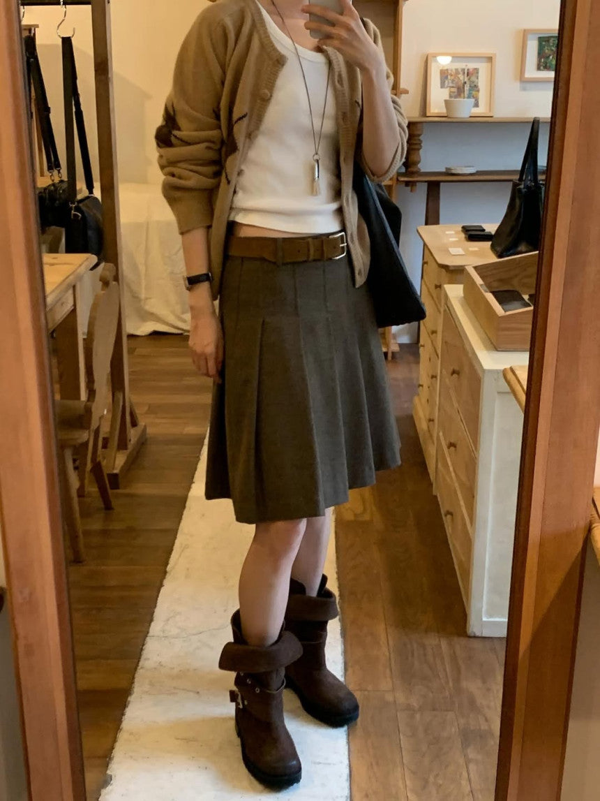Muse pleated skirt-2col