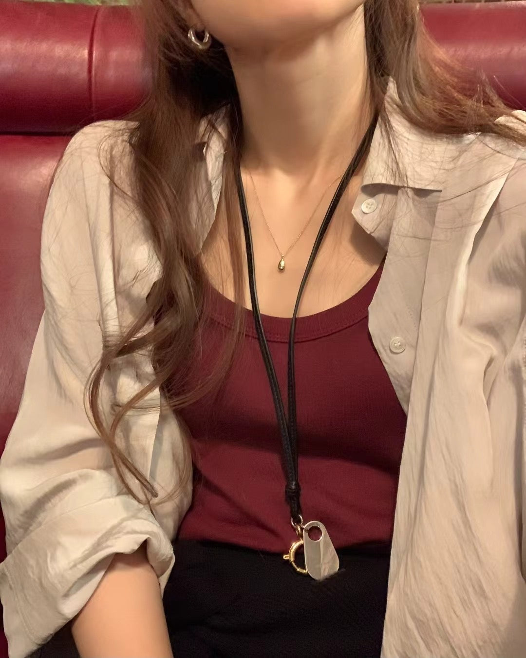 Ounce ria silver necklace-2col