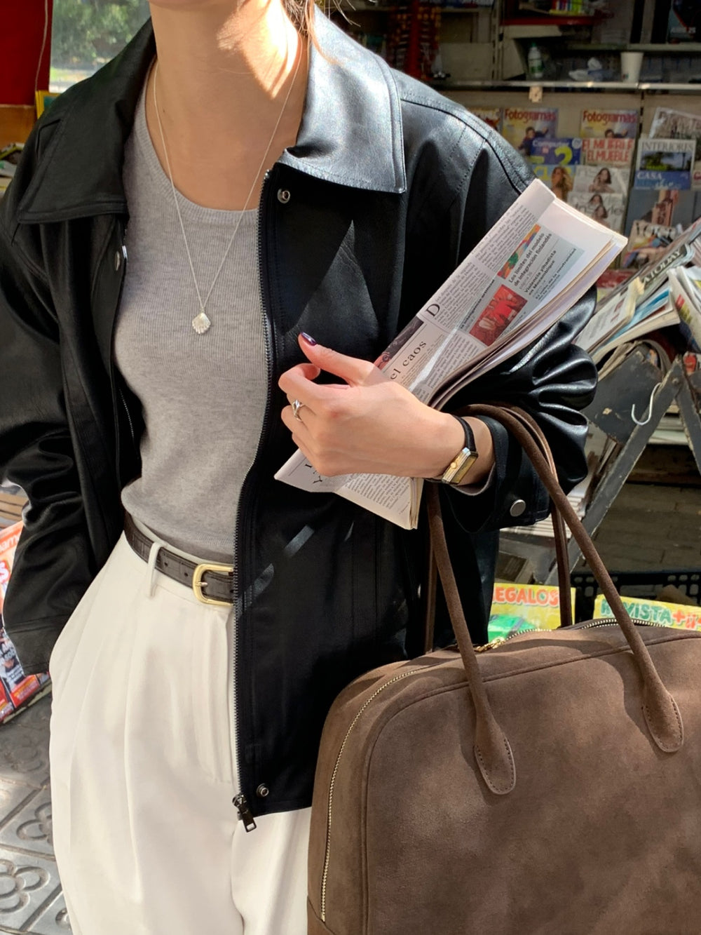 Alpha leather&suede jacket-2type