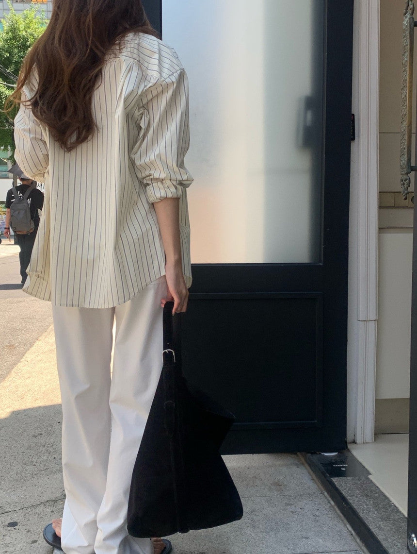 Essential semi wide banding pants-4col