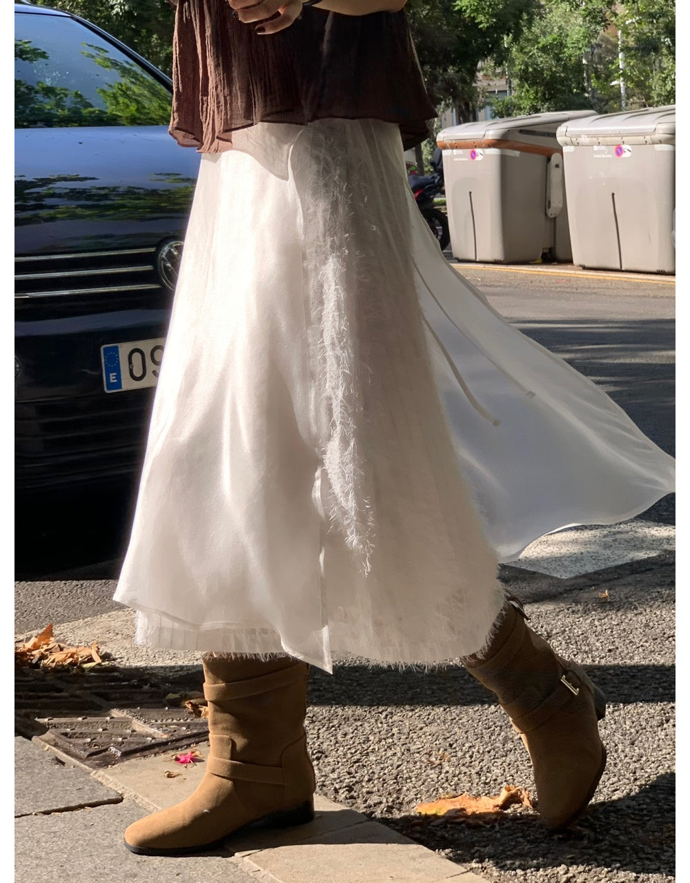 ivory-s即納 Breed layered skirt-2col