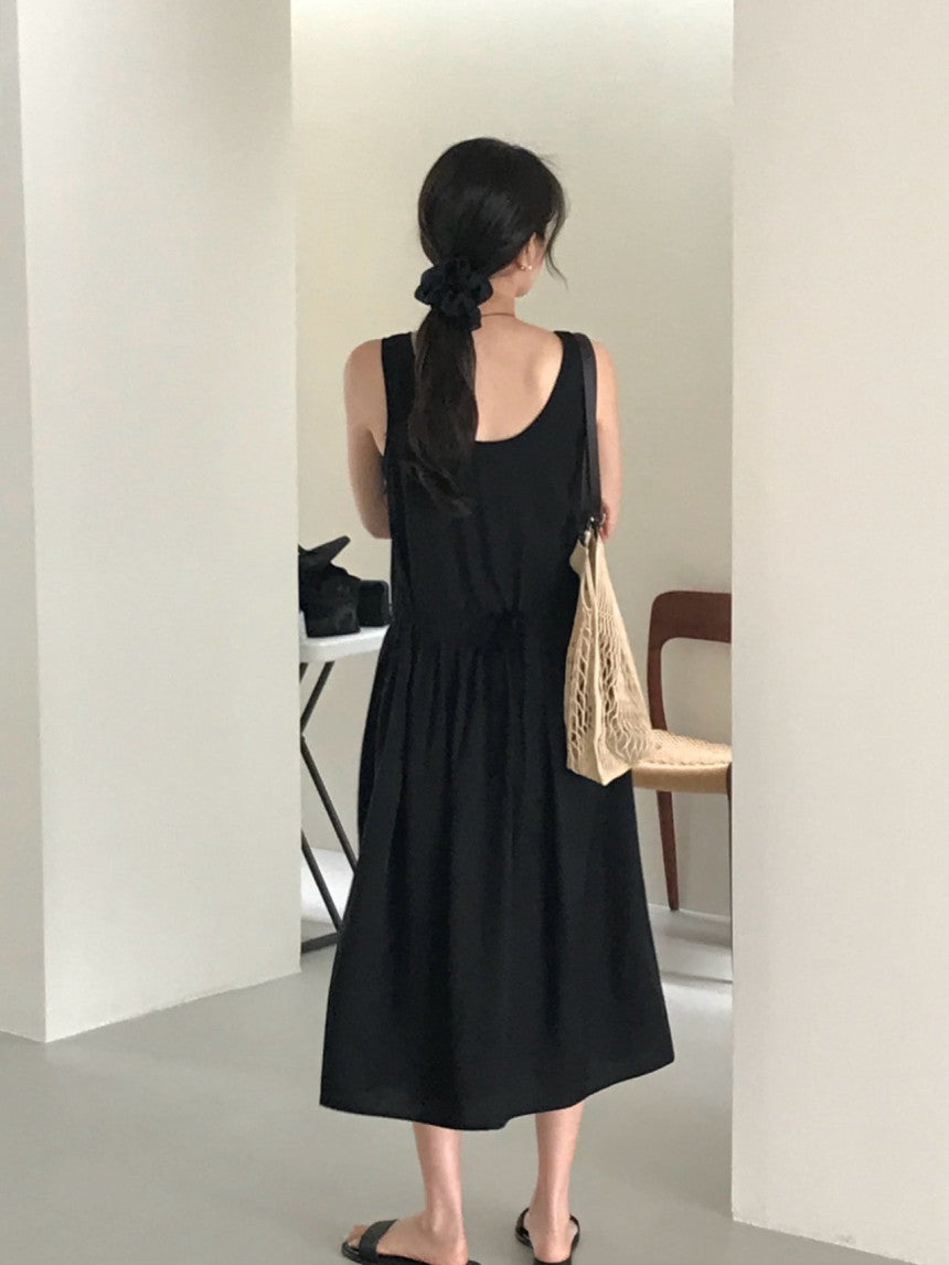 Posh v-neck shirring onepiece-2col
