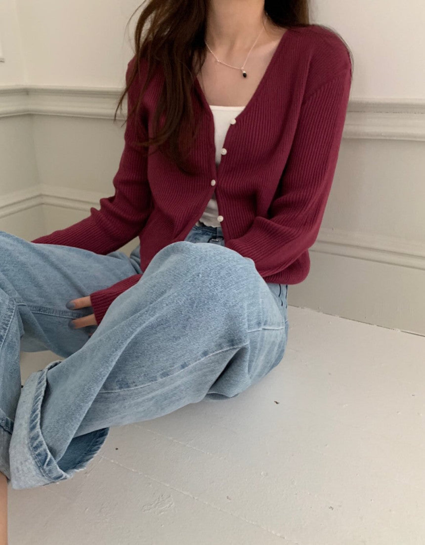 Fw Pebble rib cardigan-5col