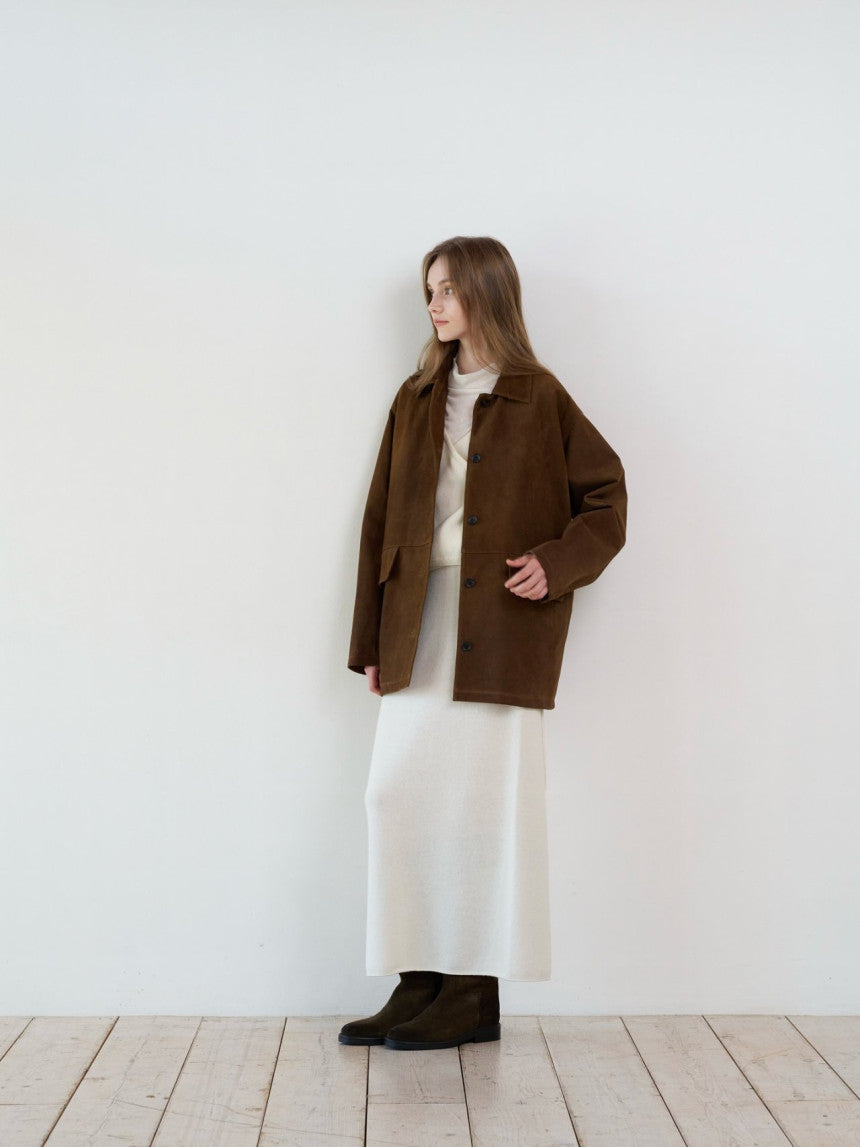 Louise pig leather suede half jacket-2col