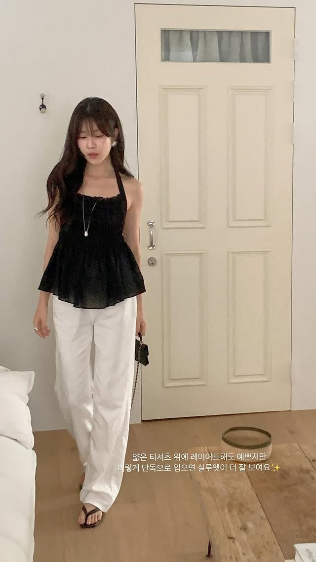 Lucien halter neck blouse-2col