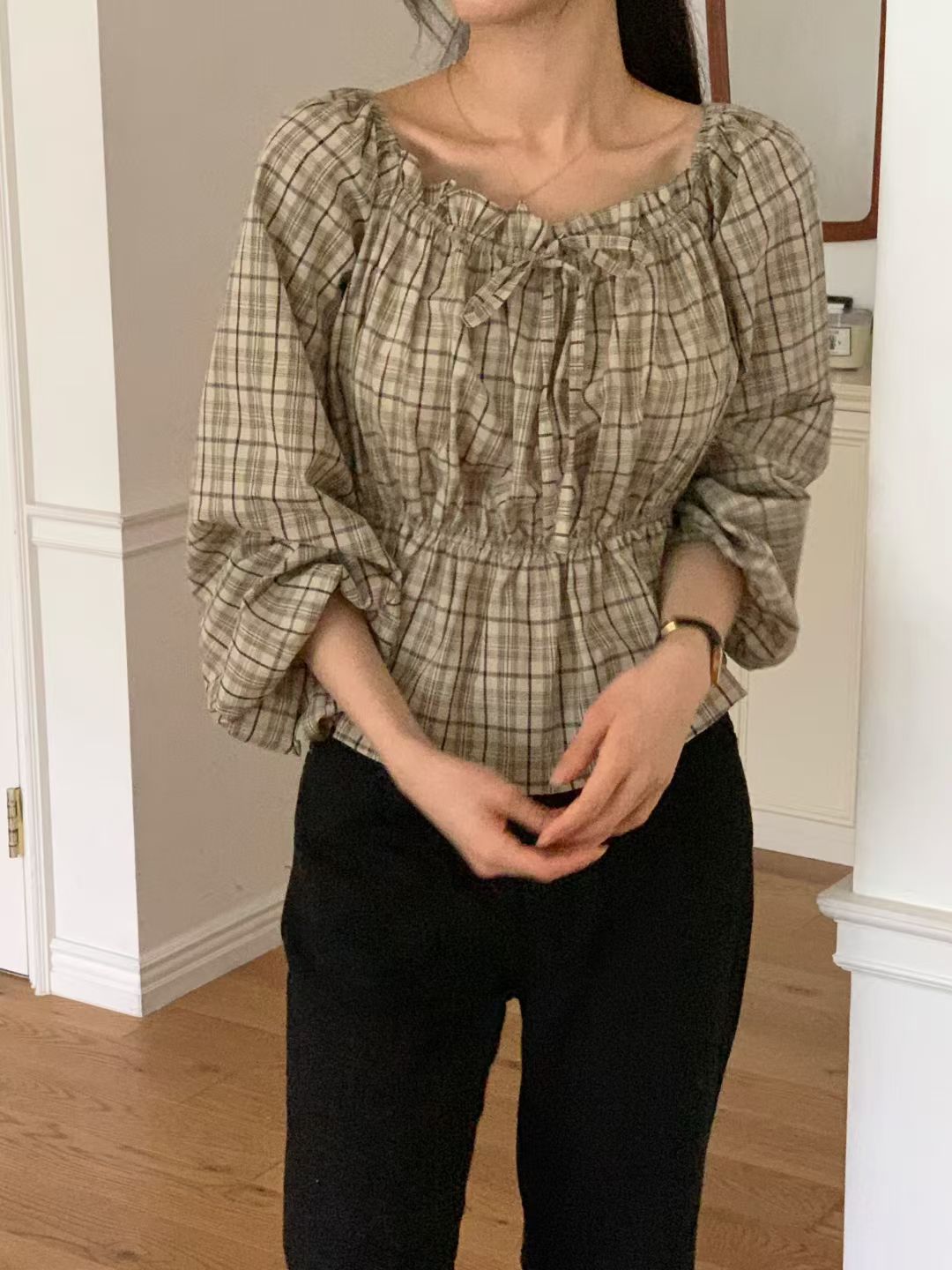 Michelle check blouse-2col