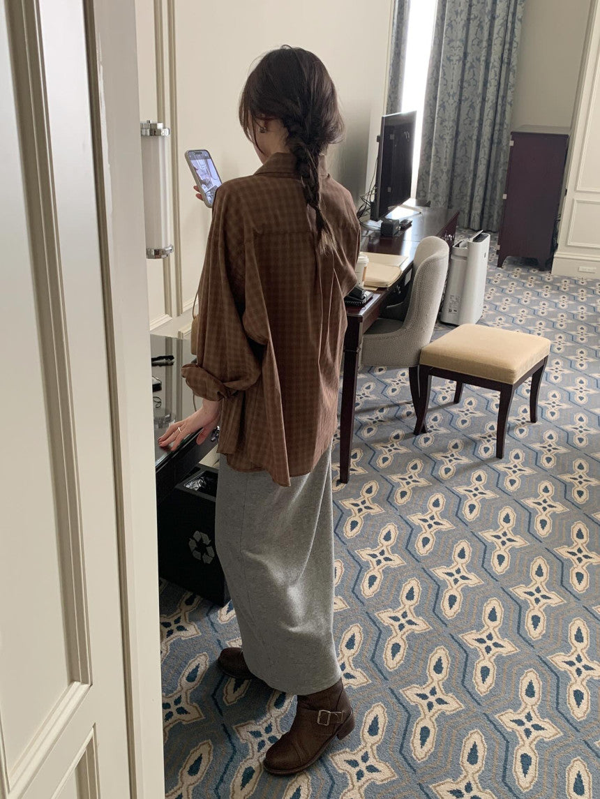 charcoal即納 Foby check shirt-3col