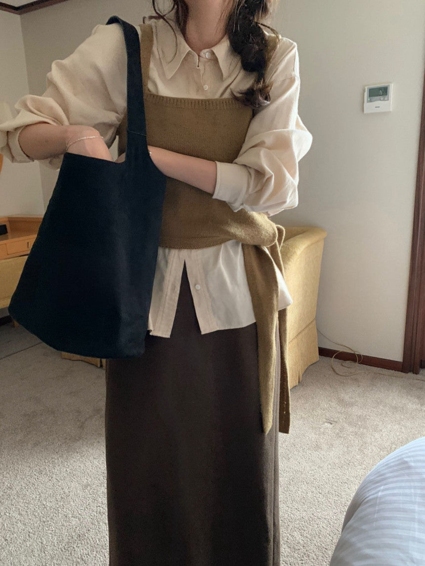 wool back open skirt-3col