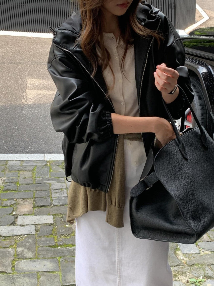 Hyde vegan leather hood blouson