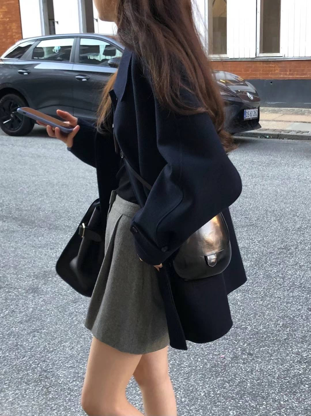 Ounce cashmere half handmade coat-2col