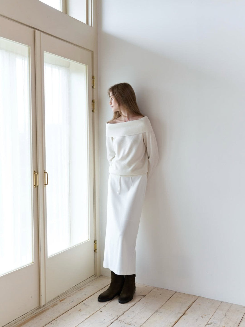 Rumi cashmere off shoulder knit-3col