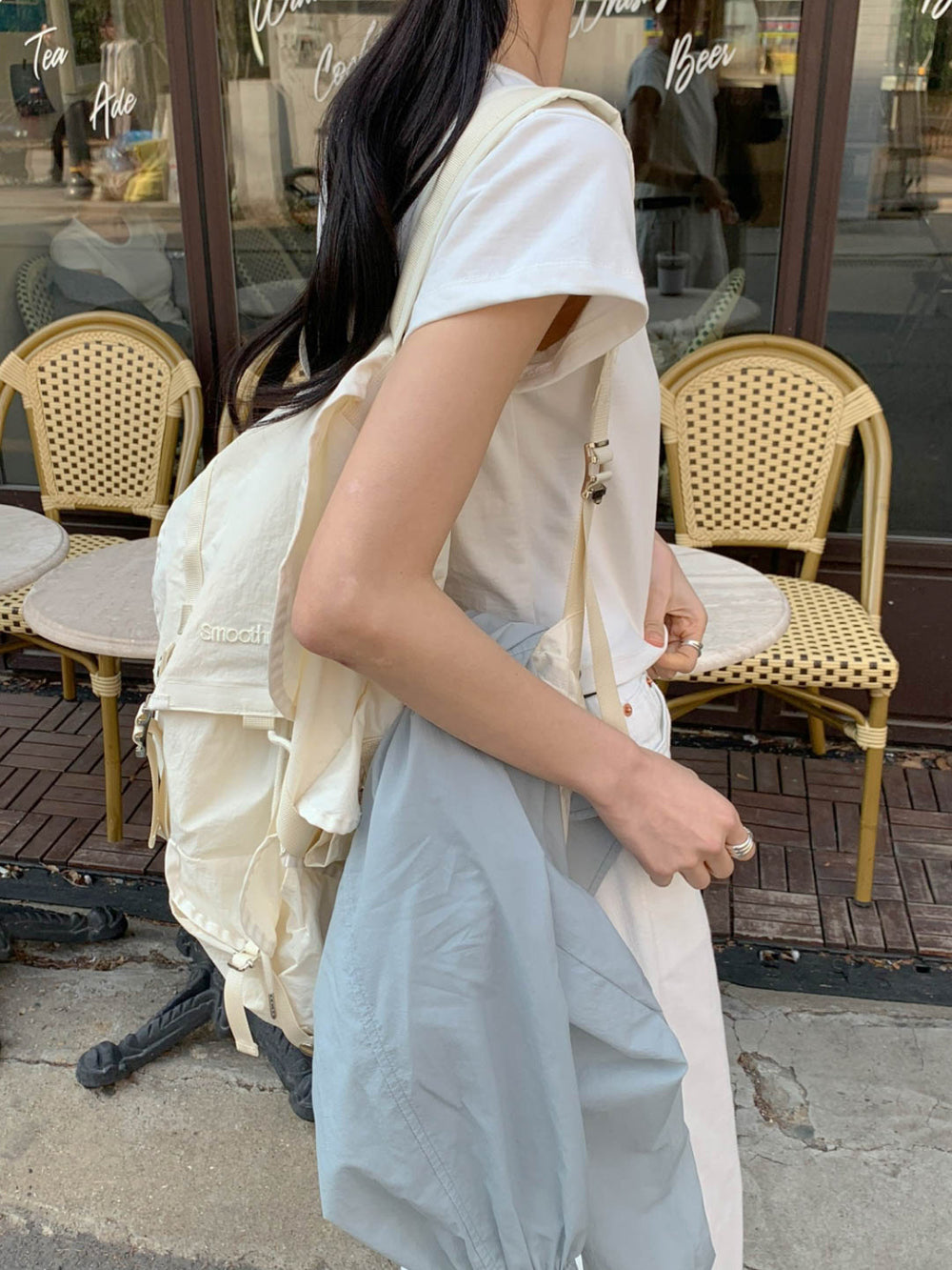 ivory即納 Baige semi crop T-4col