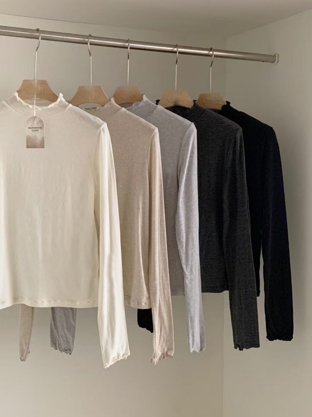 Rose angora half high neck T-5col