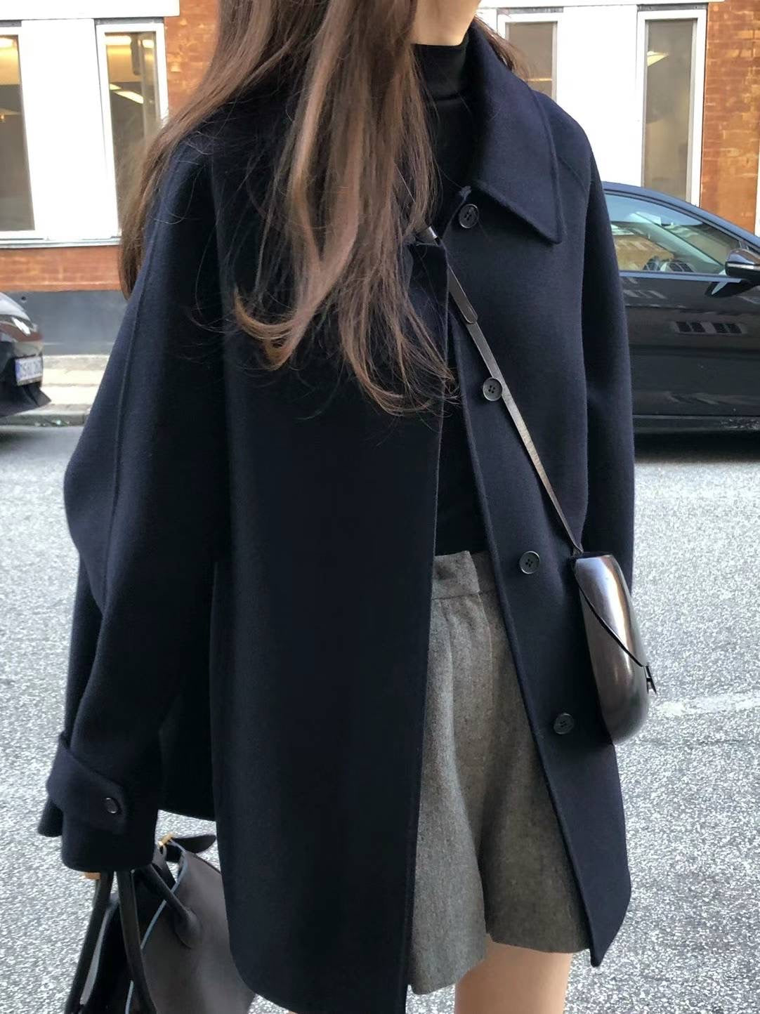 Ounce cashmere half handmade coat-2col