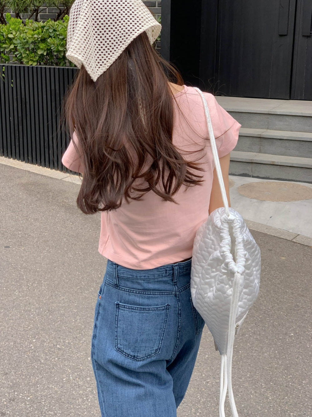 ivory即納 Baige semi crop T-4col
