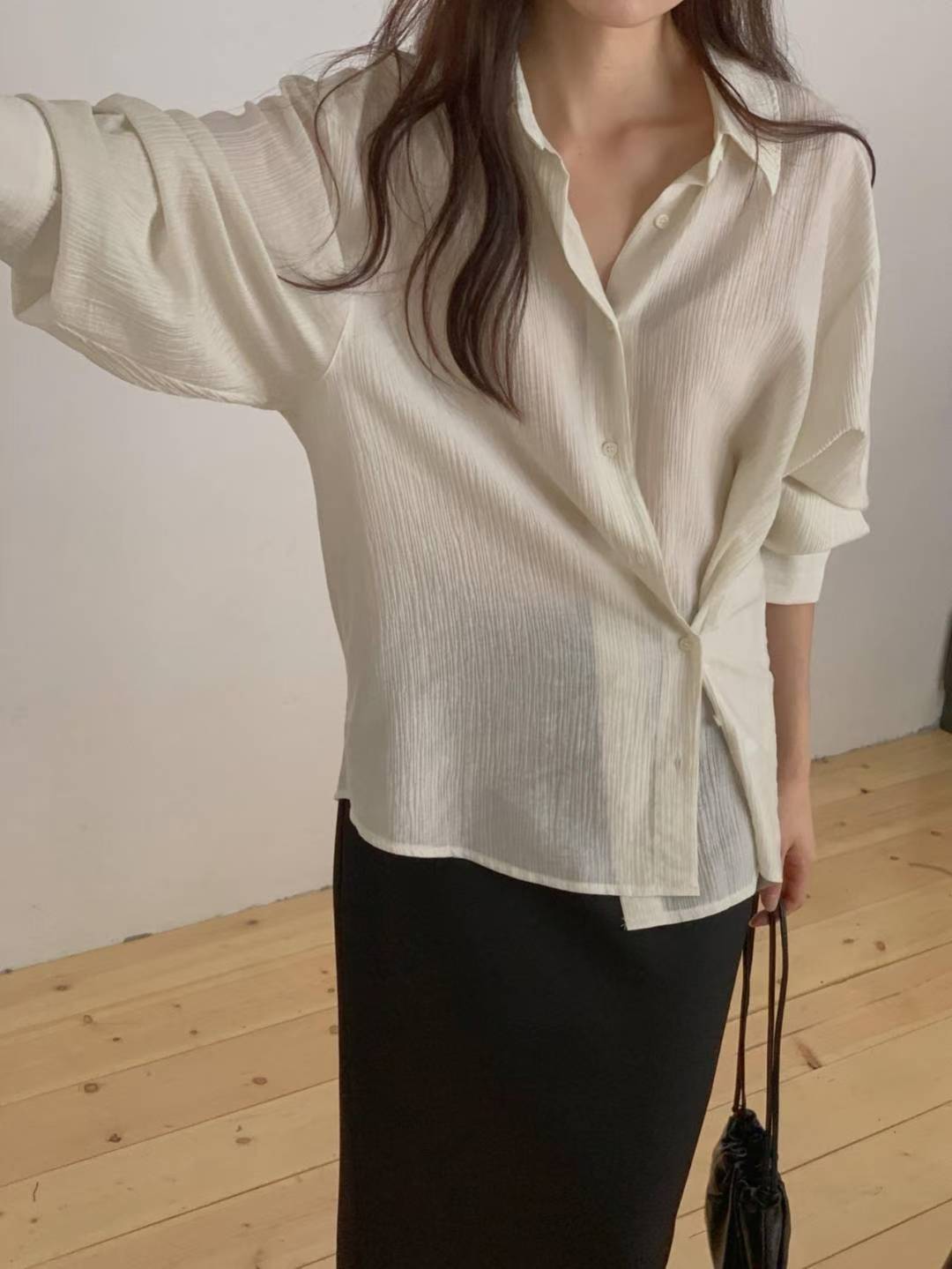 pleats 2way blouse-3col