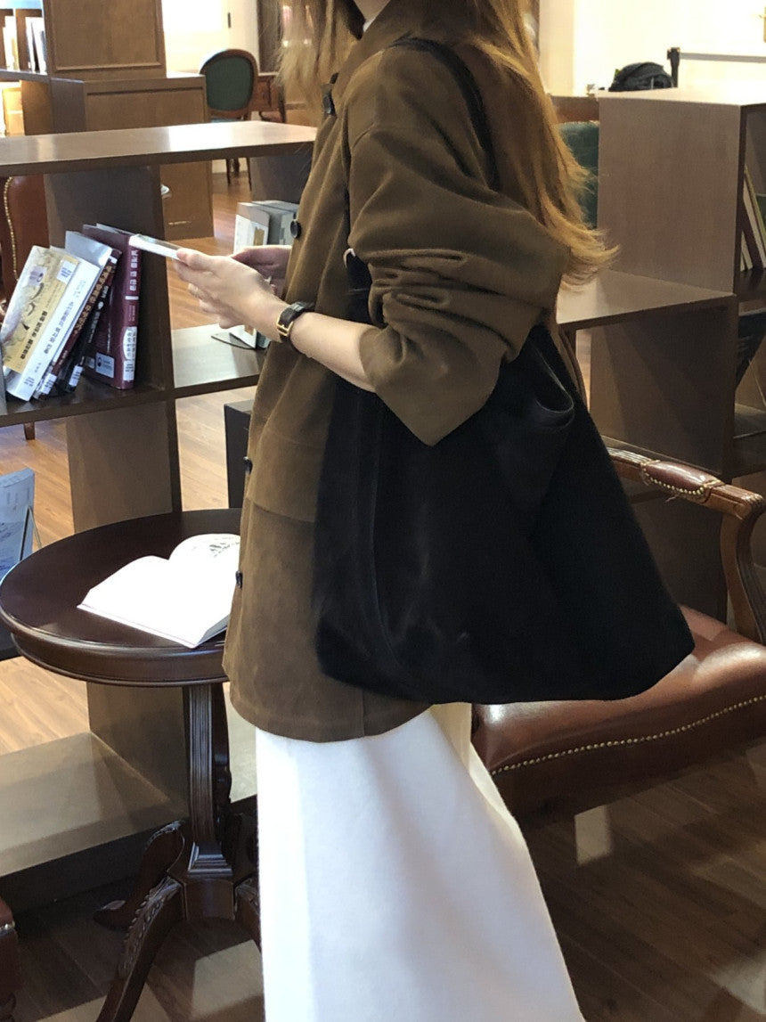 Louise pig leather suede half jacket-2col