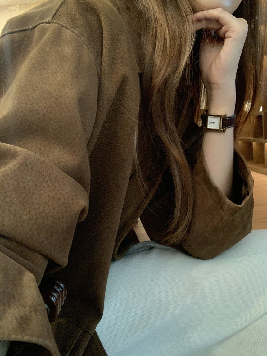 Louise pig leather suede half jacket-2col
