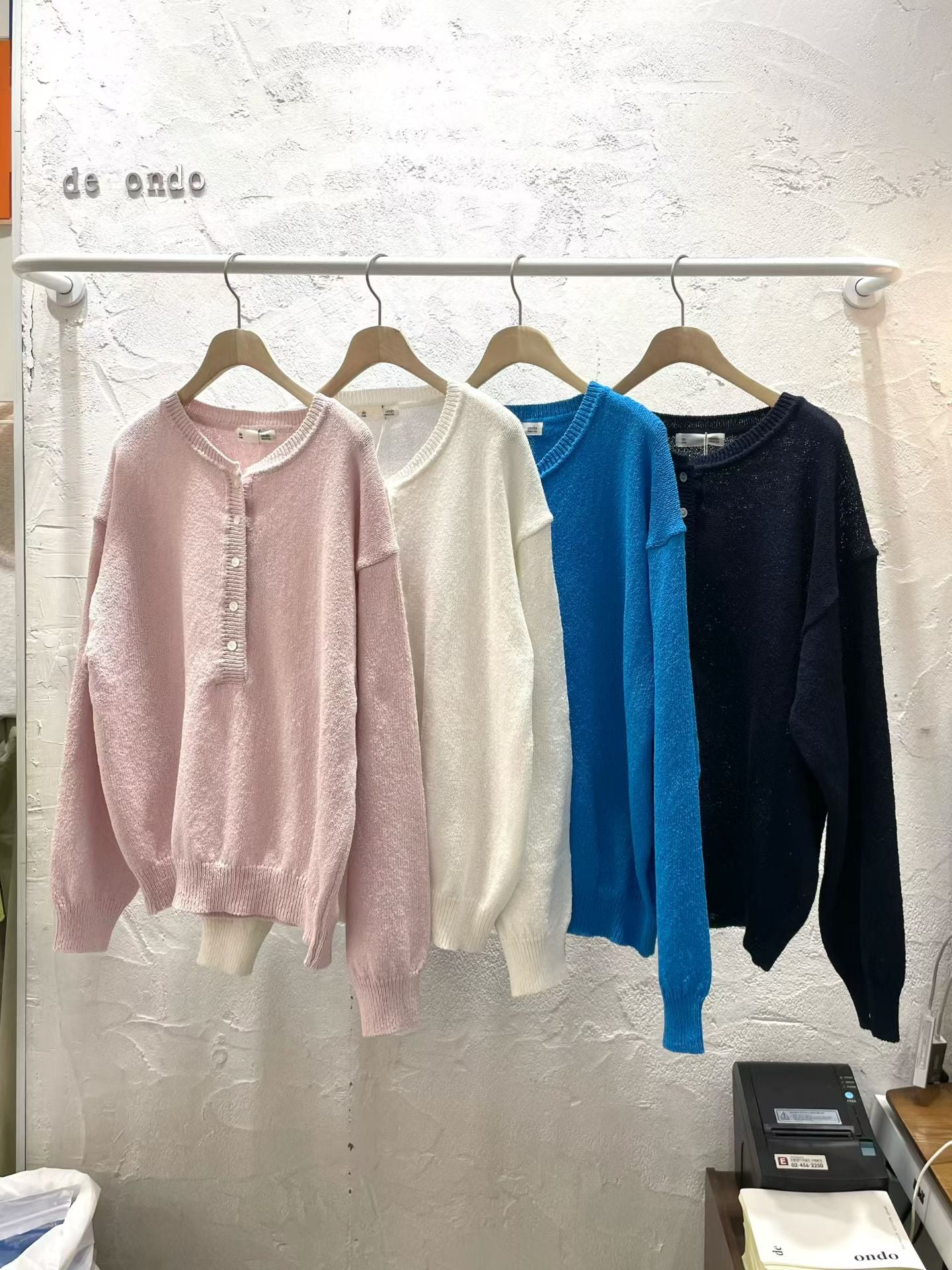 deondo henley neck loose knit-4col