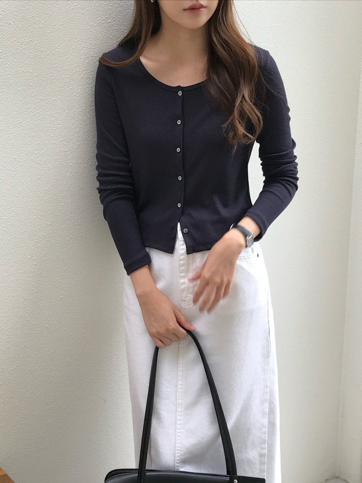 Rooney rib round cardigan-3col
