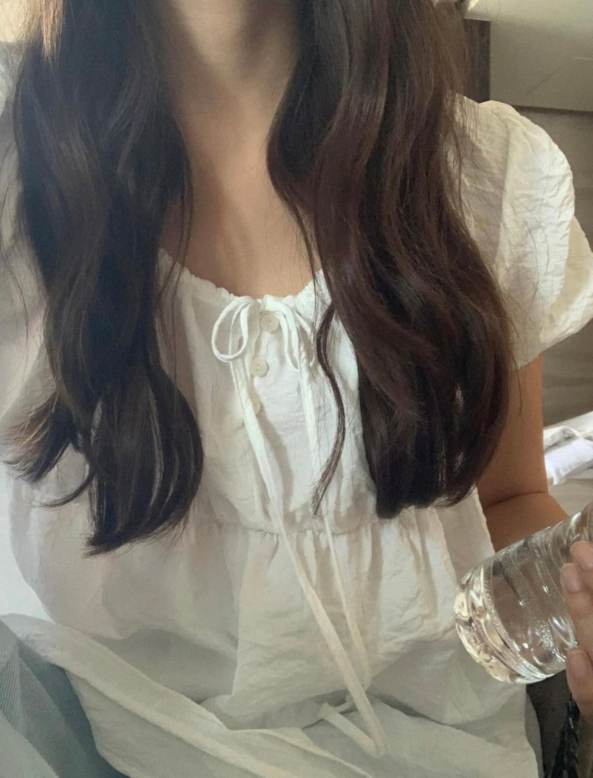 liter violet shrring blouse-2col