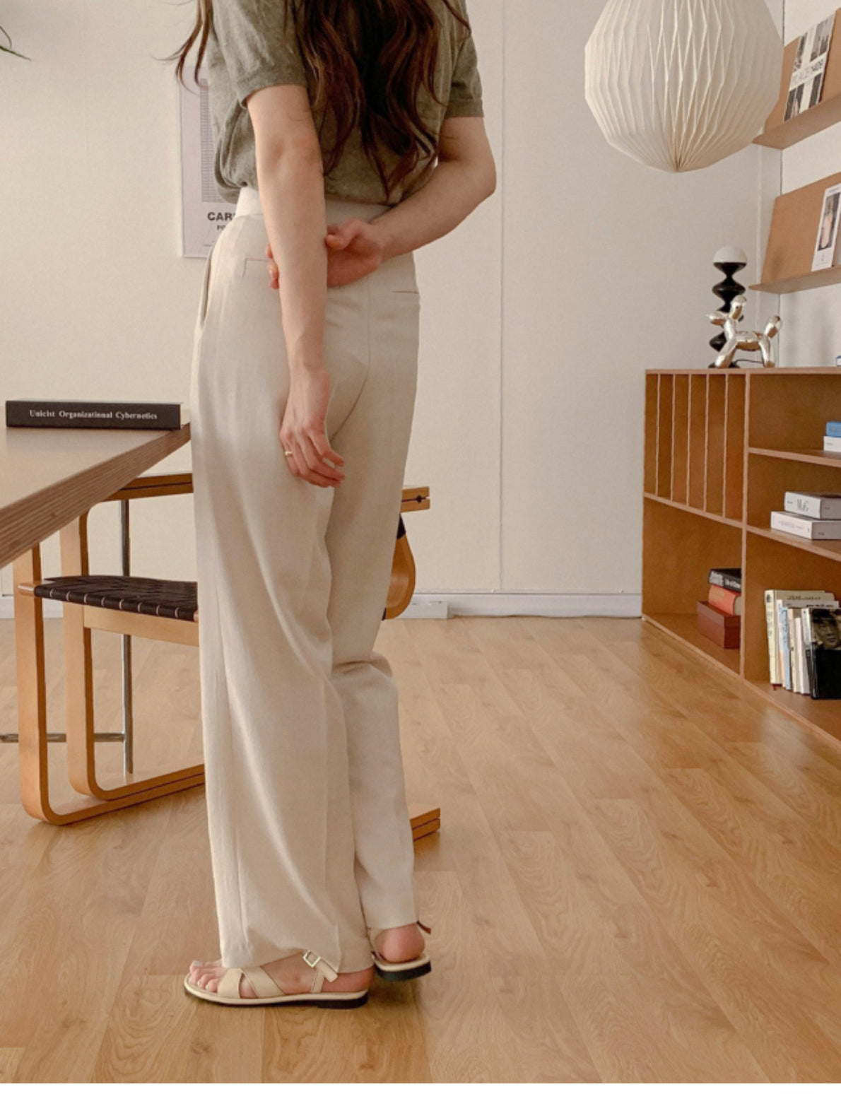 Summer linen semi-wide slacks-4col/ショート丈あり