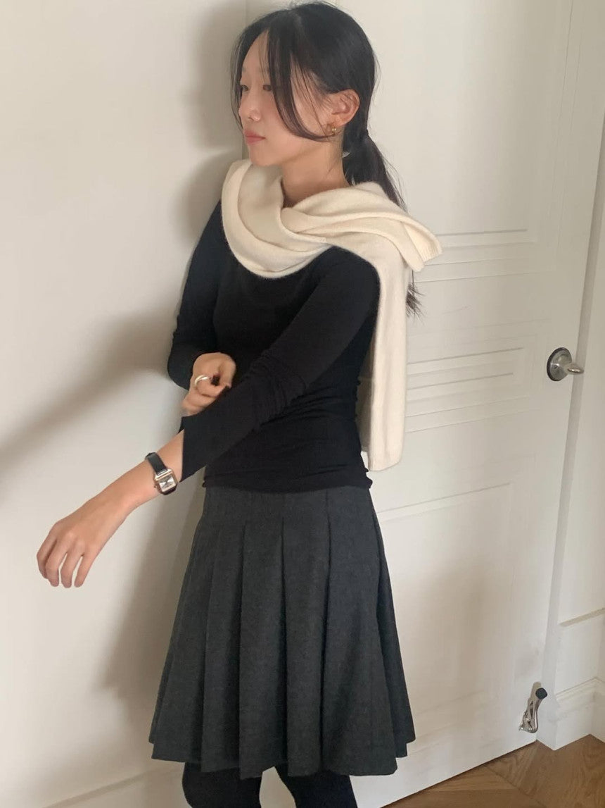 Muse pleated skirt-2col