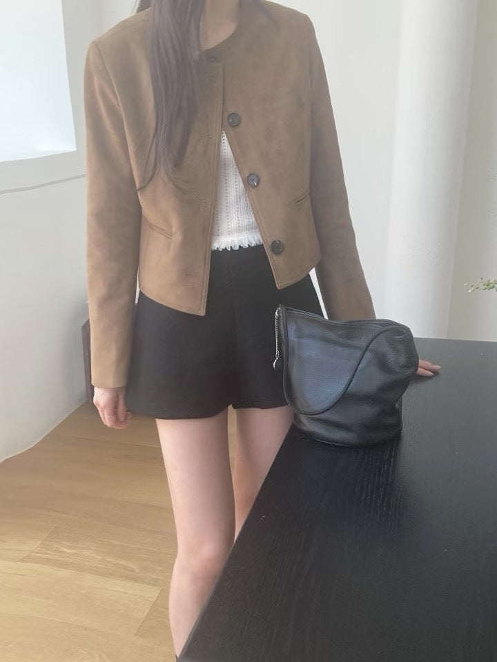 Suede round jacket