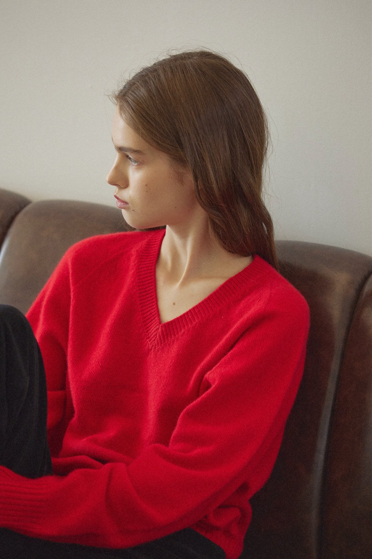 Sale navy即納 Cashmere V knit