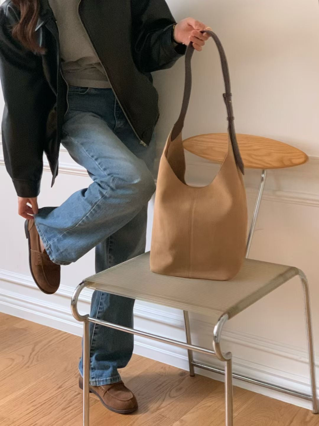Square suede bag-3col