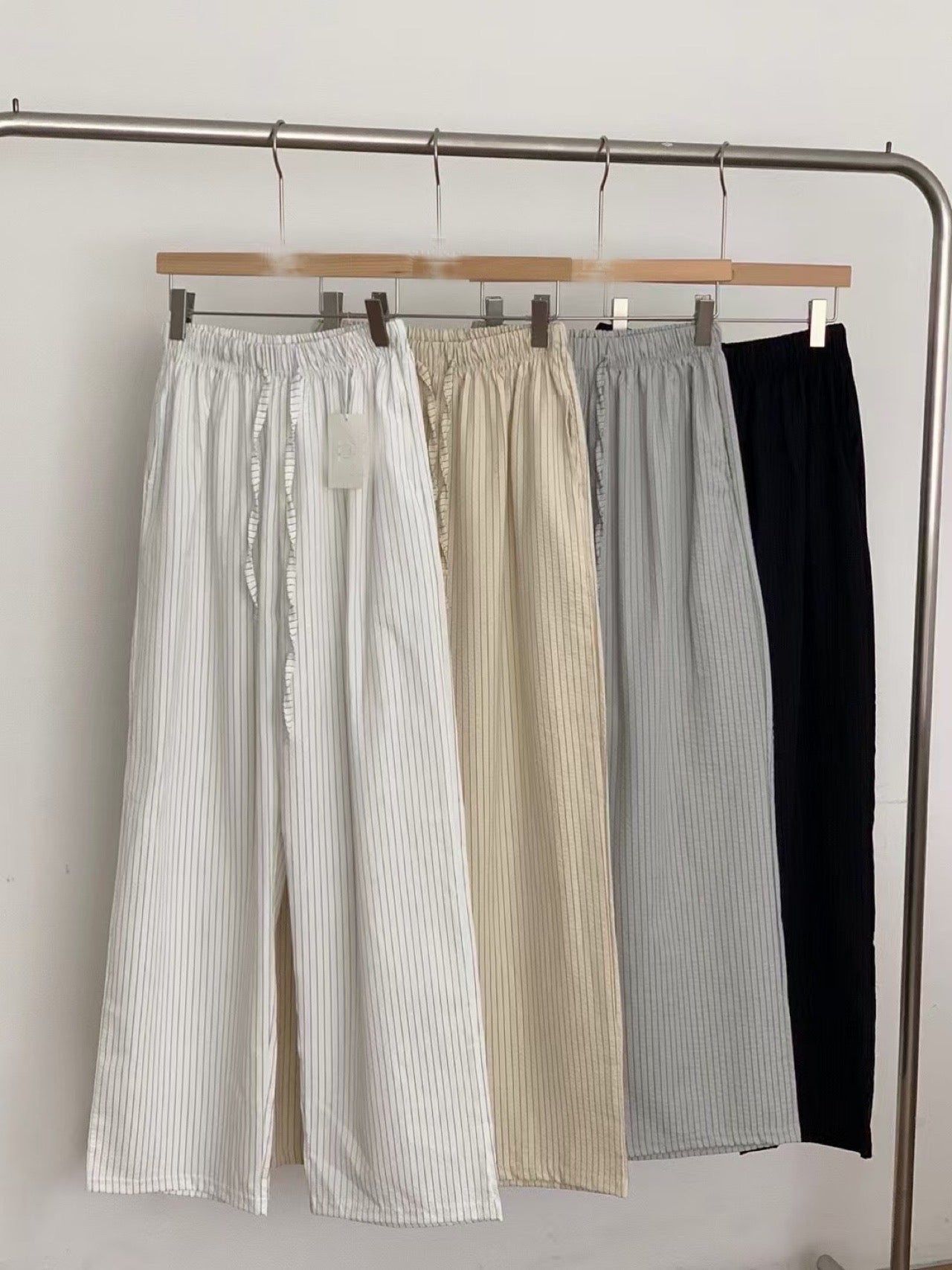 Winnie seersucker s.t banding pants-4col