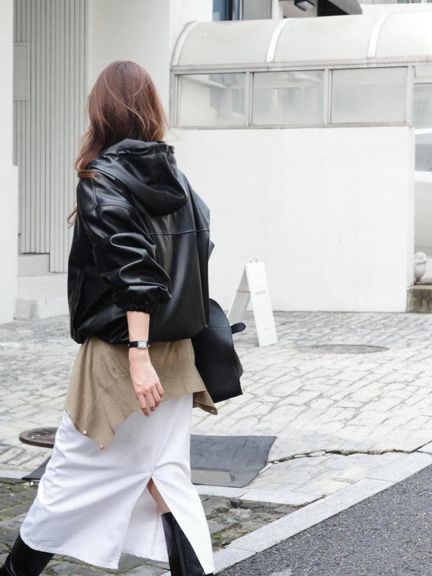 Hyde vegan leather hood blouson