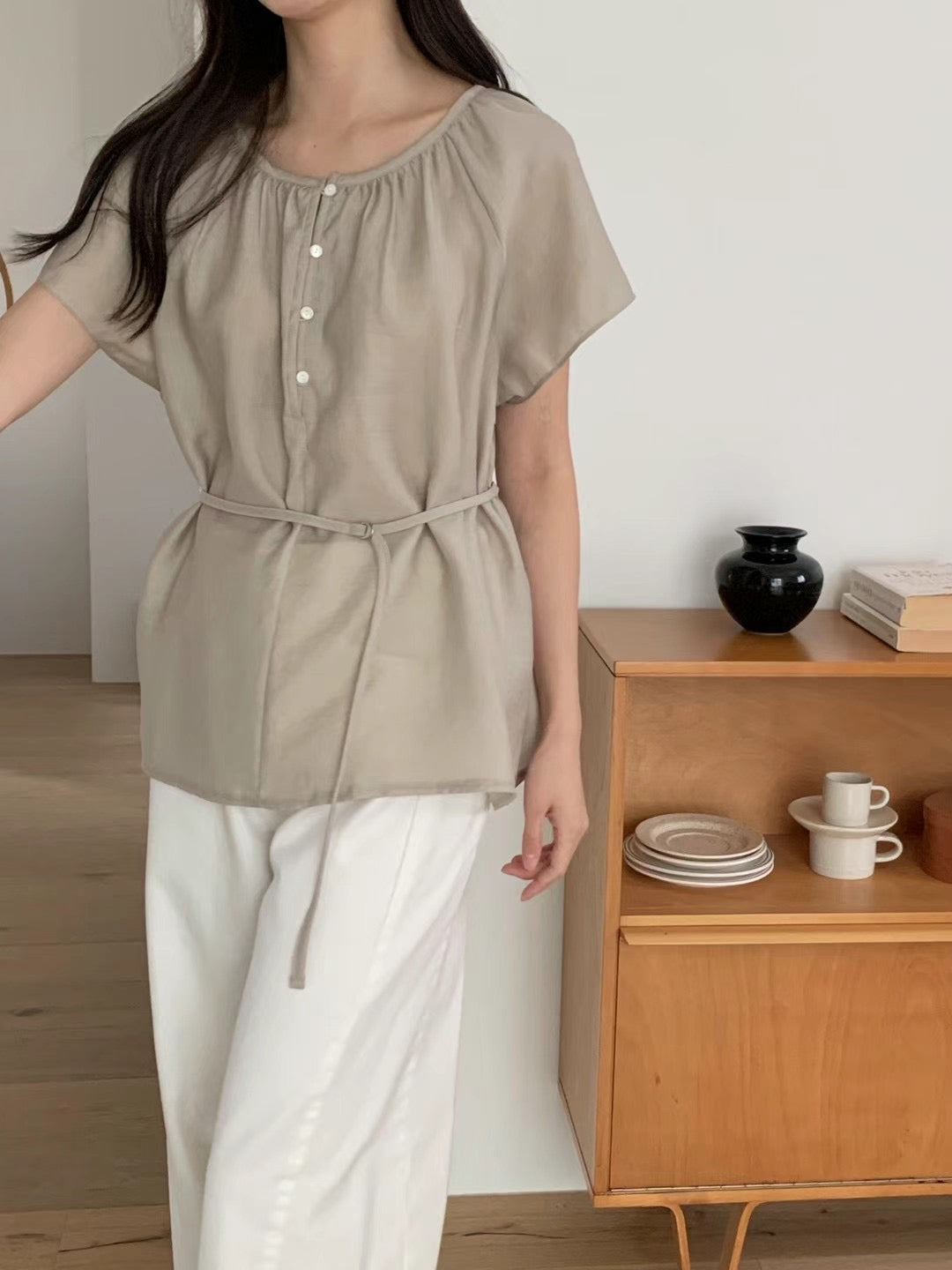 Moore belt blouse-3col