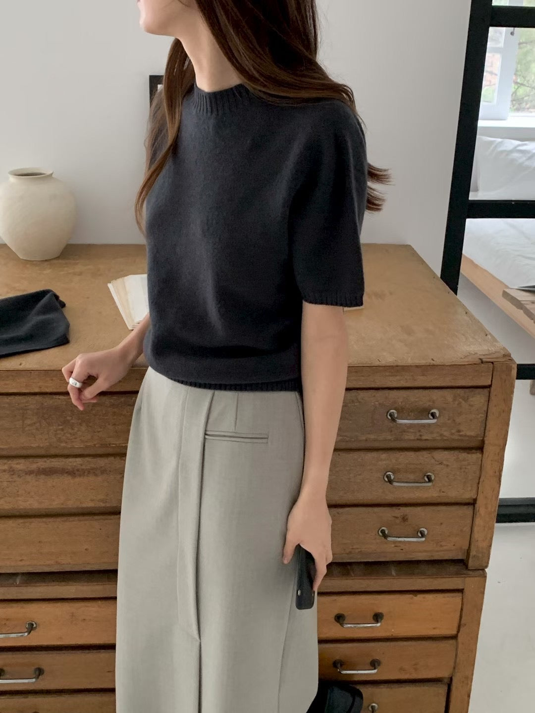 sora即納 Room and half wholega knit-6col