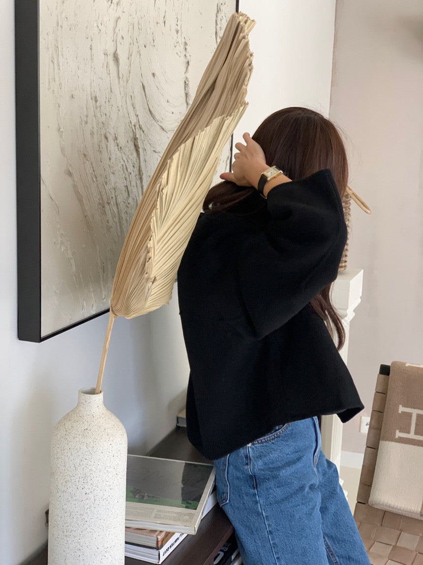 collarless handmade wool jacket-2col