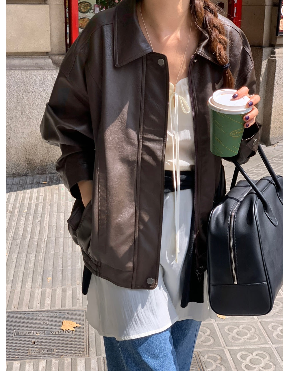 Alpha leather&suede jacket-2type
