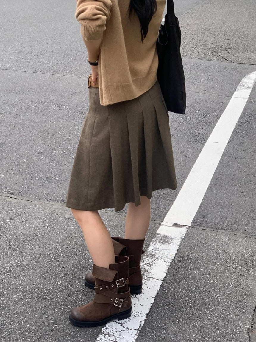 Muse pleated skirt-2col