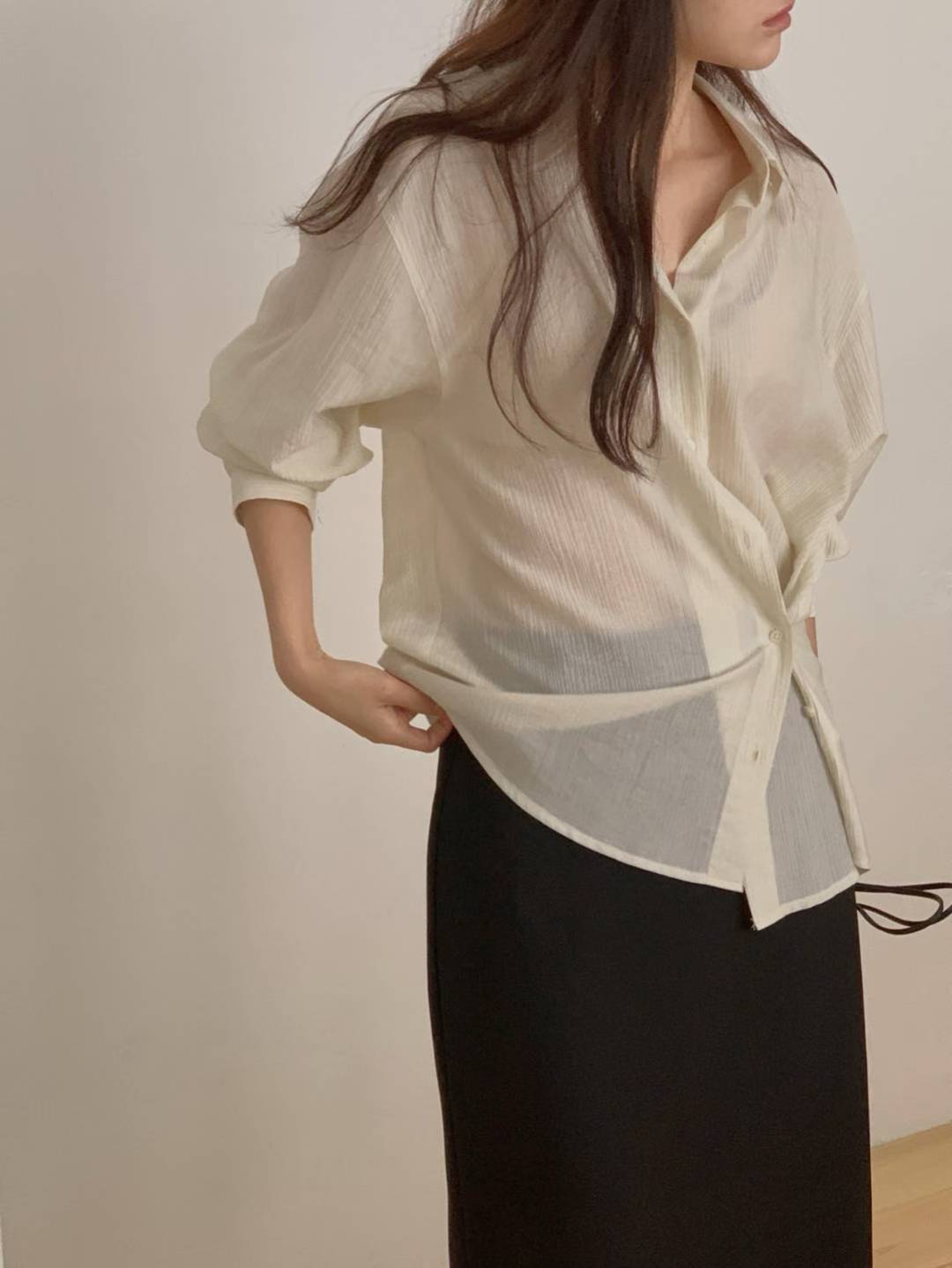 pleats 2way blouse-3col
