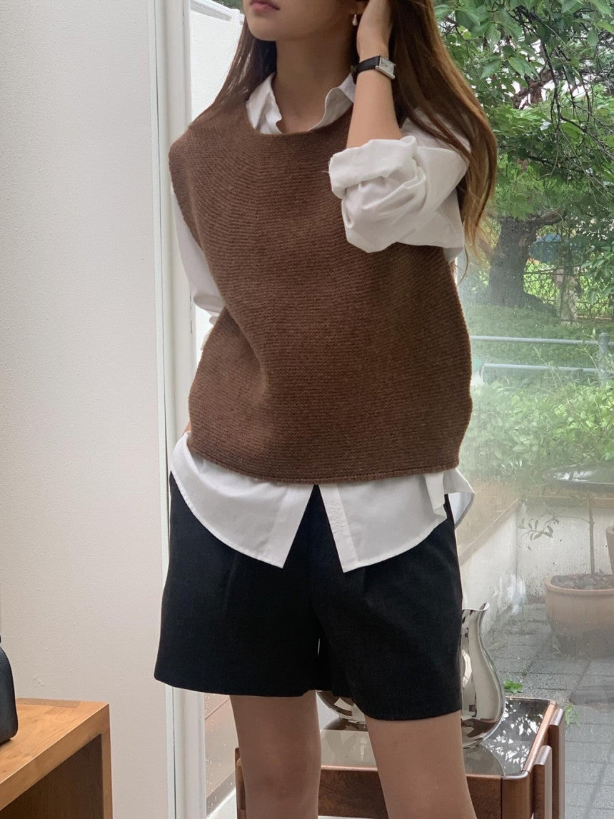 Corben wool knit vest-3col