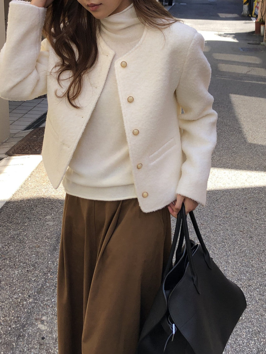 Blanc wool boucle tweed jacket-2col
