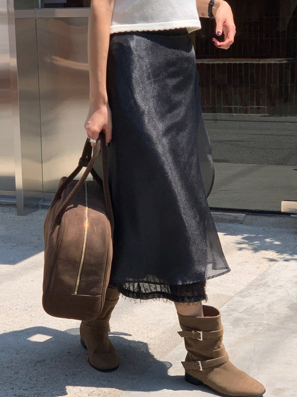 ivory-s即納 Breed layered skirt-2col