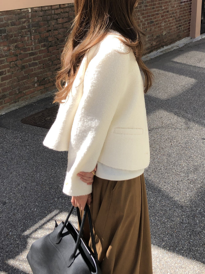 Blanc wool boucle tweed jacket-2col