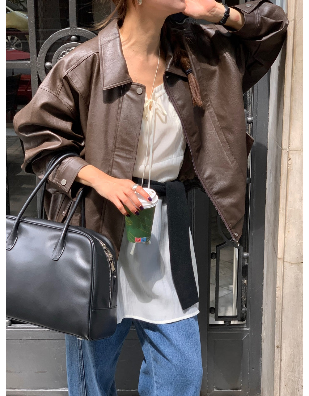 Alpha leather&suede jacket-2type