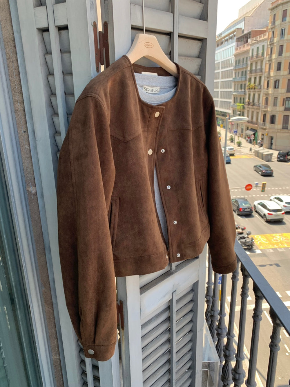 Wedge suede jacket-2col
